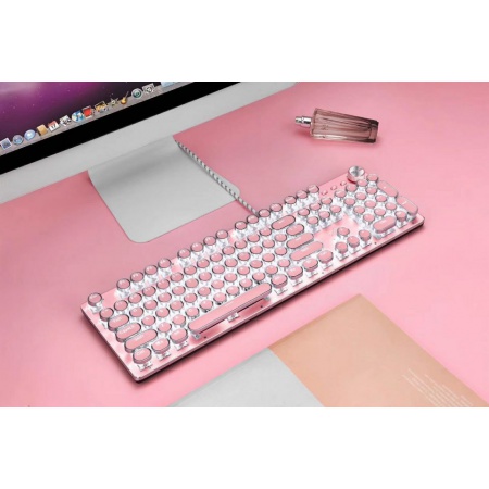 新盟K901朋克多功能机械键盘粉色