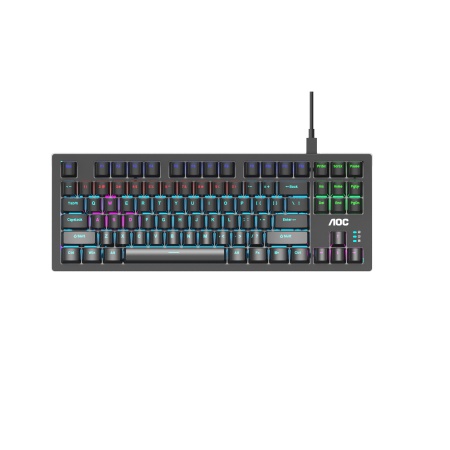 AOC GK230青轴机械键盘87键两侧RGB黑色
