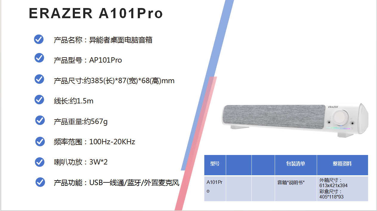 联想异能者桌面无线电脑音箱 A101Pro 白色USB一线通/蓝牙/自带外置麦克风