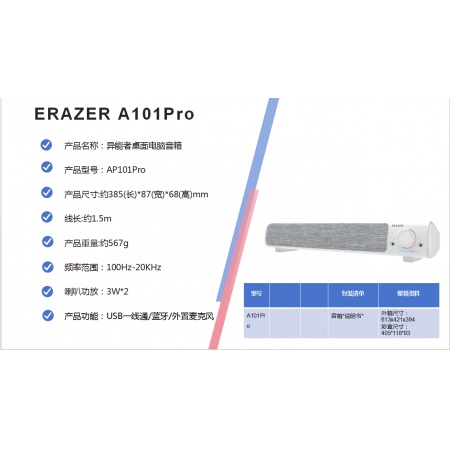 联想异能者桌面无线电脑音箱 A101Pro 白色USB一线通/蓝牙/自带外置麦克风
