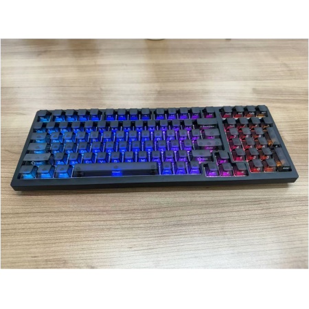 新盟K980三模机械键盘/上下盖黑色-RGB灯光+定制轴座-椰白轴-黑透（有限+无线+蓝牙）