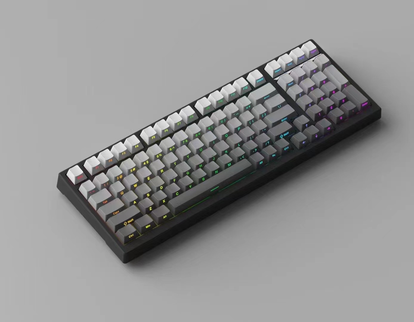 新盟（TECHNOLOGY）K980有线黑色月夜椰白轴混光机械键盘 白轴麻将轴
